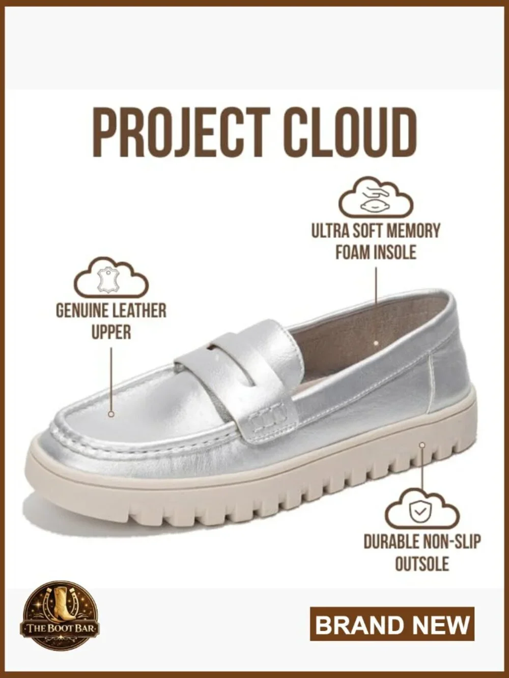 Genuine Leather Loafers with Memory Foam, Slip-Resistant Work Shoes